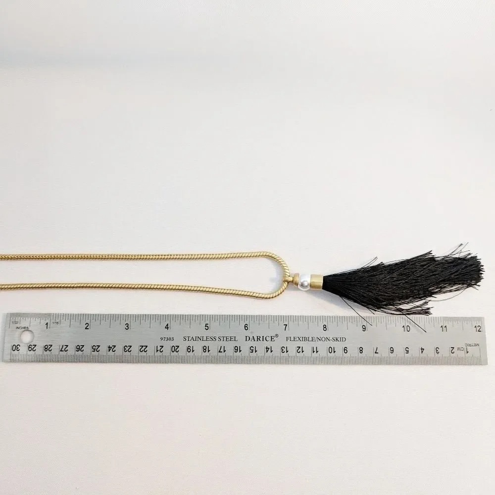 Rachel Zoe Gracie Silk Tassle Necklace 12kt Gold P